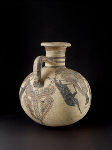 Jarra de Barril Chipriota que representa pájaros y ciervos, siglo VII-VI a.C. de Cypriot